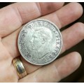 South Africa 1947 silver 5 shillings. Good condition.