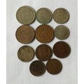 Collection of 11 Republica portugesa coins.