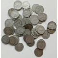 South Africa collection of 66 (80%silver) three pence Coins. 89.71 grams.