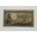 SOUTH AFRICA 22 SEPTEMBER 1938 POSTMUS ONE POUND BANK NOTE.