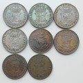 South Africa 1951-1958 Silver Half Crowns. One bid takes all.