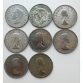South Africa 1951-1958 Silver Half Crowns. One bid takes all.