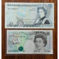 Great Britain collection of 2 Old £5 bank notes.