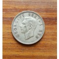 South Africa 1949 Silver 5 Shillings.