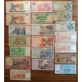 Collection of 20 old bank notes from around the world.