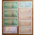 South Africa collection of 9 old bank notes.