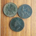 Great Britain 1825, 1826 and 1828 farthings.