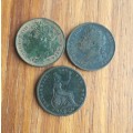 Great Britain 1825, 1826 and 1828 farthings.