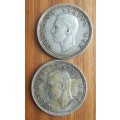 South Africa collection of 2 Silver 1948 5 Shillings. One bid takes all.