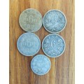 ZAR Paul kruger collection of 5 Silver coins.