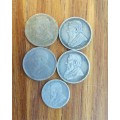 ZAR Paul kruger collection of 5 Silver coins.