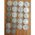 South Africa collection of 22 Silver mixed two Shillings and 20 cents. 246.31 grams.