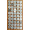 South Africa collection of 50 Silver mixed Shillings and 10 cent coins. 278.08 grams.