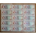 South Africa collection of 15 de Jongh old R1 bank notes.