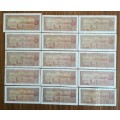 South Africa collection of 15 de Jongh old R1 bank notes.