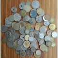 Large collection of 100 coins from around the world. Some good.