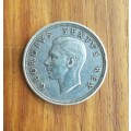 South Africa 1948 Silver 5 Shillings.