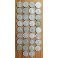 South Africa collection of 34 Silver Shillings. 188.40 grams.