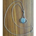 Vintage beautiful silver ladies necklace with silver coin pendant. (480mm long)
