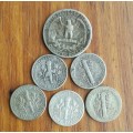 America collection of 6 Old Silver coins.