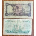 South Africa G. Rissik old R20 And R10 Bank Notes.