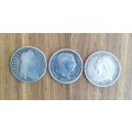 Great Britain Silver 1663, 1816 and 1893 Coins.