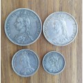 Great Britain Queen Victoria Silver Half Crown, Florin, shilling and Sixpence. Good Condition.