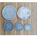 Great Britain Queen Victoria Silver Half Crown, Florin, shilling Sixpence and Threepence. Good condi