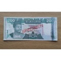SPECIMEN SWAZILAND 200 EMALANGENI BANK NOTE. NICE ITEM!!