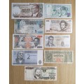 Collection of 9 Old Bank Notes From around the world.