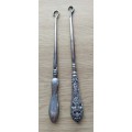 Vintage collection of button hooks / lace puller with hallmark Silver handles that