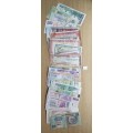 Collection of 50 old bank notes from around the world.