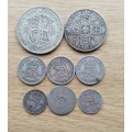 Great Britain Collection of 8 Silver Coins.