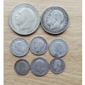 Great Britain Collection of 8 Silver Coins.