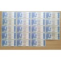 South Africa de Kock collection of 19 old R2 Bank Notes.