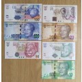 South Africa Gill Marcus Collection of 7 Old Bank Notes. R310 in Total.