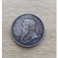 ZAR PAUL KRUGER 1897 SILVER HALF CROWN. GOOD CONDITION.