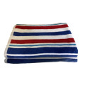 FMF 2 Pack Velour Stripe Bath Sheet 85 x 170cm - White, Blue and Red