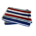 FMF 2 Pack Velour Stripe Bath Sheet 85 x 170cm - White, Blue and Red