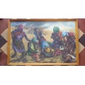 African Conflict Art, Canvas on Board, Signed & dated 1980, titled `Rampage`