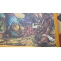 African Conflict Art, Canvas on Board, Signed & dated 1980, titled `Rampage`