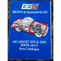 MG Midget 1275 & 1500 Sprite mkIV Parts Catalogue by Brown & Gammons Ltd