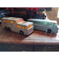 2 x Lesney Matchbox Vintage Bus Lot  - Royal Tiger and Greyhound - Regular Wheels