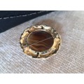 Gold Tone Metal and Glass Broach