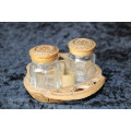 Vintage Italian Resin Salt and Pepper Set in Tray with Toothpick Holder.