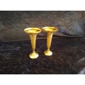 Pair of Brass Trumpet Bud Vases - Made in India