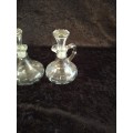 Vintage Pressed Glass Set of Anchor Hocking Oil and Vinegar Cruets with Stoppers.