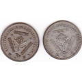 1932 UNION OF SOUTH AFRICA  SILVER THREEPENCE (TICKEY)  - SET OF TWO COINS