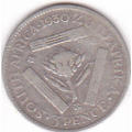 1930 UNION OF SOUTH AFRICA  SILVER THREEPENCE (TICKEY)