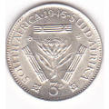 1945 UNION OF SOUTH AFRICA  SILVER THREEPENCE (TICKEY)